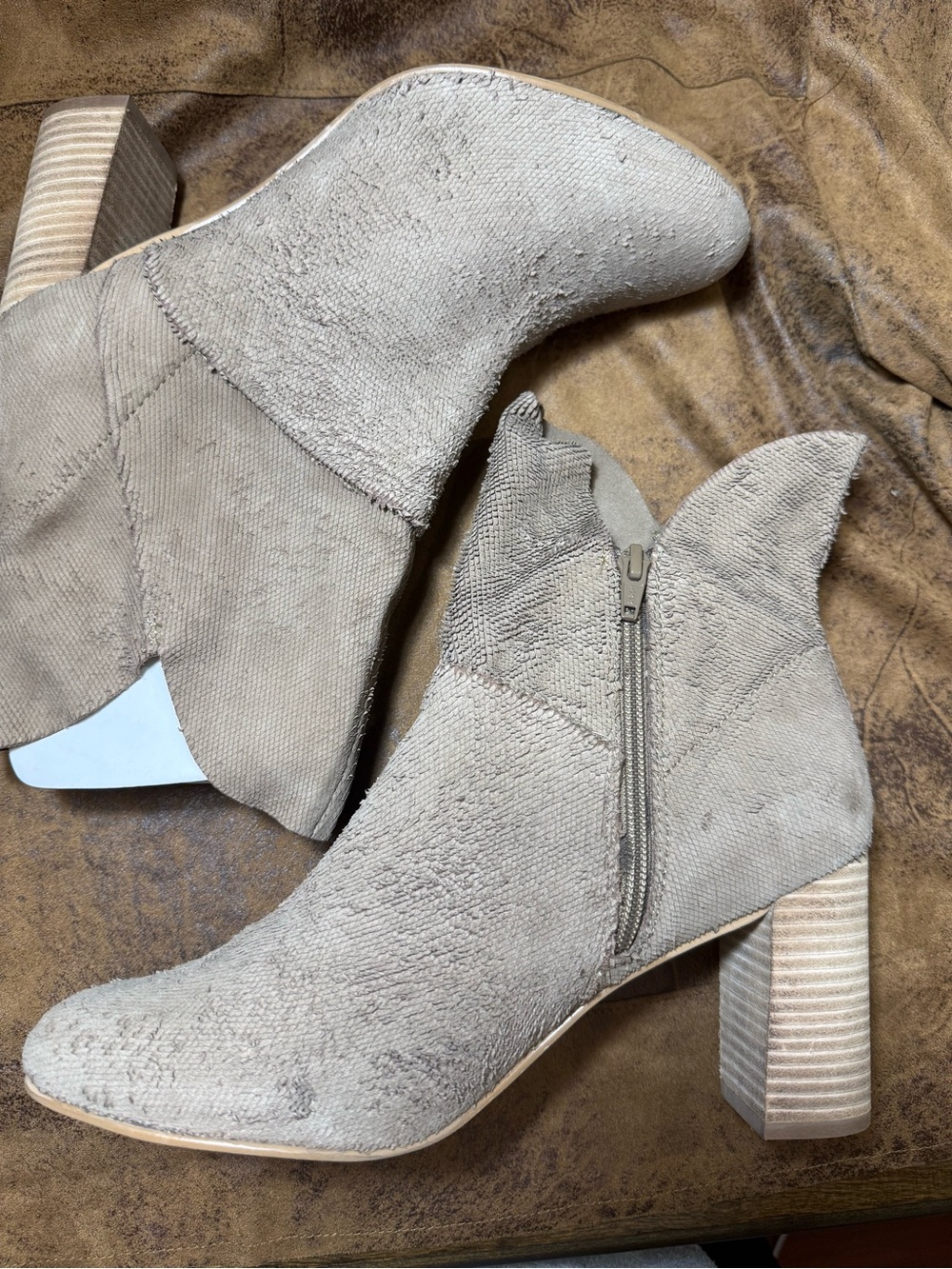 62. Anthropology Seychelles Taupe Suede Stacked Heel Ankle Booties